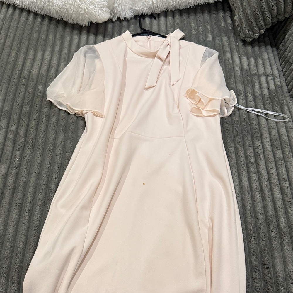 Calvin Klein Soft Pink Midi Dress with Bow